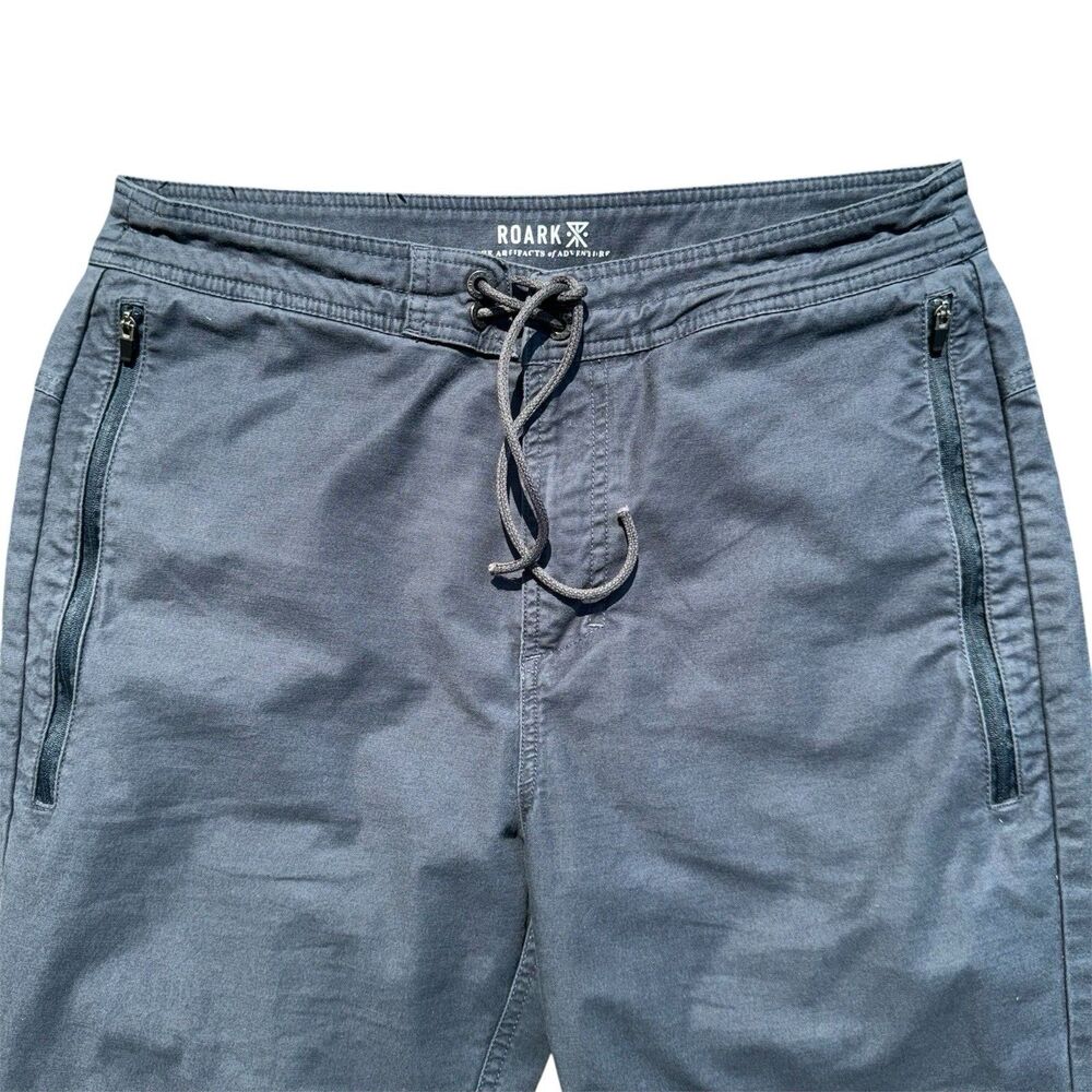 Roark Layover Traveler Pants Mens 31 Navy Blue Straight Tapered Stretch Lace Up